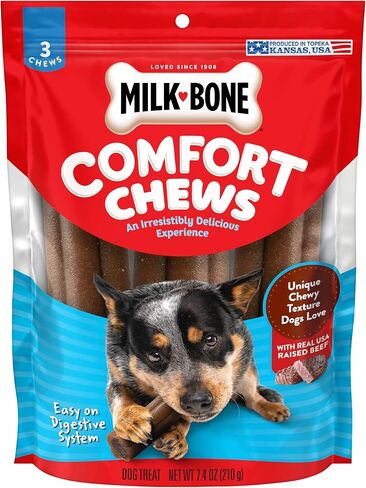 Milk-Bone Comfort Chews, Rawhide Free Dog Treats with Unique Chewy Texture and Real Beef, 16 Chews, Easy on Digestive System in Kuwait