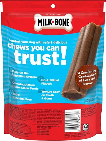 Milk-Bone Comfort Chews, Rawhide Free Dog Treats with Unique Chewy Texture and Real Beef, 16 Chews, Easy on Digestive System in Kuwait