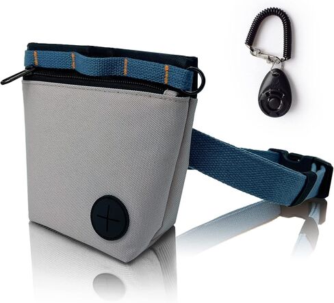 KATOZOO Dog Treat Pouch with Pet Training Clicker, Dog Training Treat Pouch Kit, Magnetic Closure, Hands-Free Training. (Grey) in Saudi Arabia