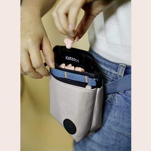 KATOZOO Dog Treat Pouch with Pet Training Clicker, Dog Training Treat Pouch Kit, Magnetic Closure, Hands-Free Training. (Grey) in Saudi Arabia