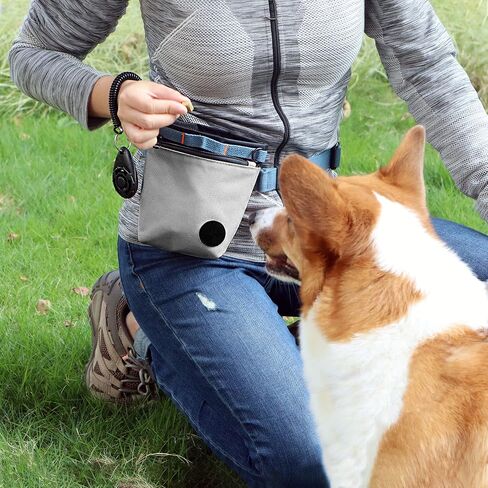 KATOZOO Dog Treat Pouch with Pet Training Clicker, Dog Training Treat Pouch Kit, Magnetic Closure, Hands-Free Training. (Grey) in Saudi Arabia