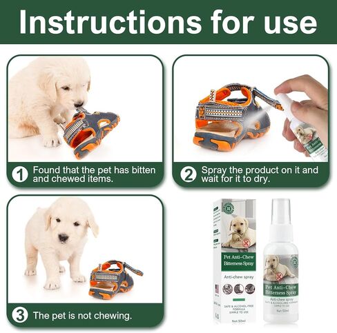Bitter Apple Spray for Dogs to Stop Chewing, No Chew Spray for Dogs, Natural Dog Deterrent Spray for Pet Behavior Training, Indoor & Outdoor Safe, Alcohol Free/Non-Toxic/No Sting & No Smell (50ML) in Kuwait