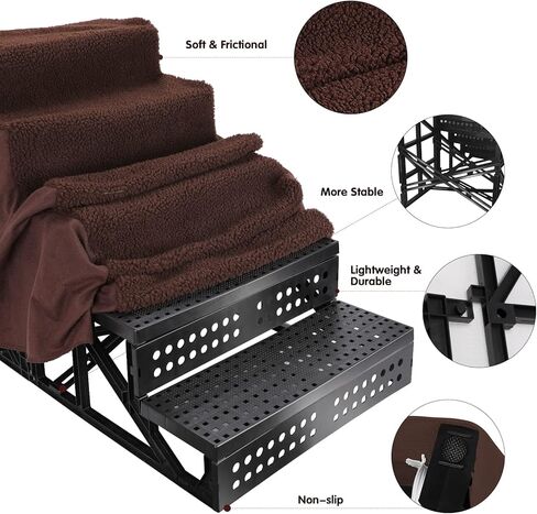 سلالم الكلاب البلاستيكية من توب مارت، 5 طبقات، خطوات/سلم للكلاب الأليفة للأريكة/السرير، غير قابلة للانزلاق، سلالم للكلاب الكبيرة في السن/المصابة/قصيرة الأرجل in Kuwait