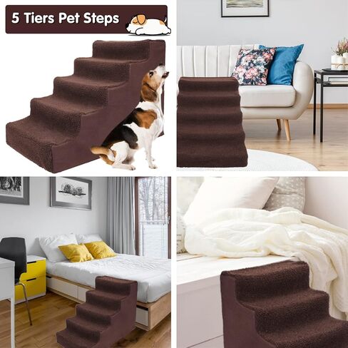 سلالم الكلاب البلاستيكية من توب مارت، 5 طبقات، خطوات/سلم للكلاب الأليفة للأريكة/السرير، غير قابلة للانزلاق، سلالم للكلاب الكبيرة في السن/المصابة/قصيرة الأرجل in Kuwait
