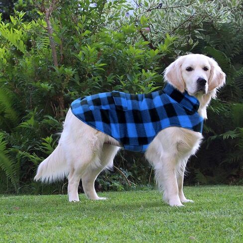 Dog Winter Coat, ASENKU Dog Fleece Jacket Plaid Reversible Dog Vest Waterproof Windproof Cold Weather Dog Clothes Pet Apparel for Small Medium Large Dogs Red XXL in Kuwait