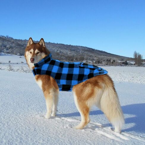 Dog Winter Coat, ASENKU Dog Fleece Jacket Plaid Reversible Dog Vest Waterproof Windproof Cold Weather Dog Clothes Pet Apparel for Small Medium Large Dogs Red XXL in Kuwait