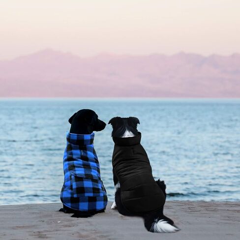 Dog Winter Coat, ASENKU Dog Fleece Jacket Plaid Reversible Dog Vest Waterproof Windproof Cold Weather Dog Clothes Pet Apparel for Small Medium Large Dogs Red XXL in Kuwait