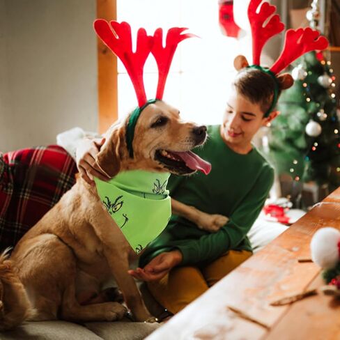 Christmas Dog Bandanas Gifts for Boy Girl, 2 Pcs Premium Durable Square Dog Costumes Bandanas for Large Dogs, Unique Design Style Adjustable Kerchief, Xmas Holiday Party Birthday Dog Outfits in Saudi Arabia