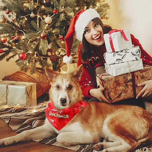 Christmas Dog Bandanas Gifts for Boy Girl, 2 Pcs Premium Durable Square Dog Costumes Bandanas for Large Dogs, Unique Design Style Adjustable Kerchief, Xmas Holiday Party Birthday Dog Outfits in Saudi Arabia