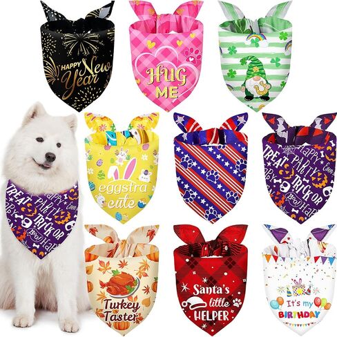 Weewooday 9 Pcs Holiday Dog Bandanas Adjustable Washable Pet Scarves in Saudi Arabia