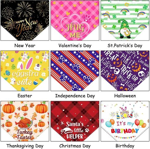 Weewooday 9 Pcs Holiday Dog Bandanas Adjustable Washable Pet Scarves in Saudi Arabia
