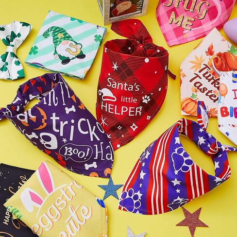 Weewooday 9 Pcs Holiday Dog Bandanas Adjustable Washable Pet Scarves in Saudi Arabia