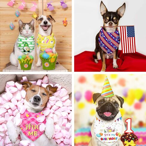 Weewooday 9 Pcs Holiday Dog Bandanas Adjustable Washable Pet Scarves in Saudi Arabia