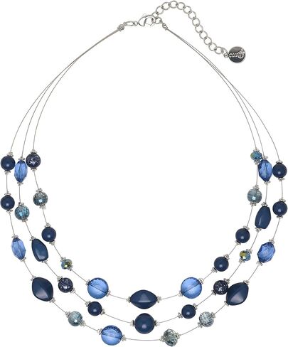 Coiris 3 Layers Illusion Wire Beaded Statement 19.5" Necklace for Women in Kuwait