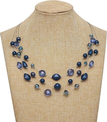 Coiris 3 Layers Illusion Wire Beaded Statement 19.5" Necklace for Women in Kuwait