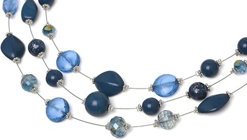 Coiris 3 Layers Illusion Wire Beaded Statement 19.5" Necklace for Women in Kuwait