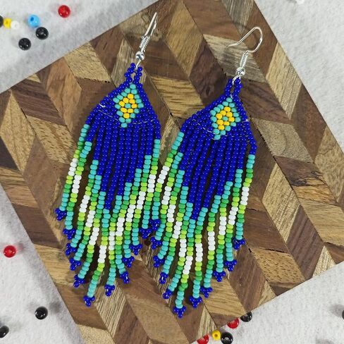 buybeaded قلادة طويلة مطرز - قلادة شرابة من خرز البذور المصنوعة يدويًا من Boho Native، قلادة بوهيمية كبيرة مطرزة للنساء والفتيات (craftcorner-va2) in Kuwait