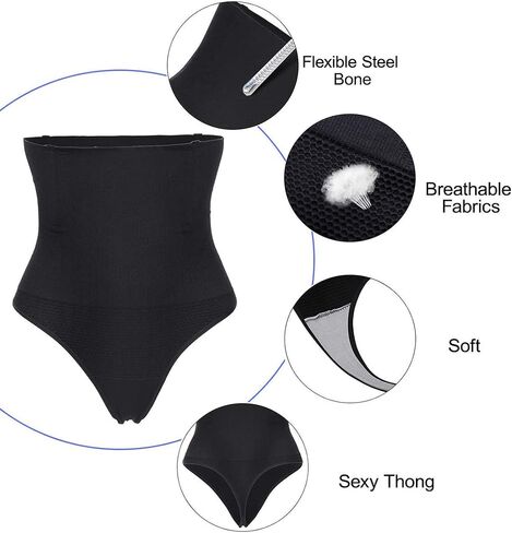 Tummy Control Thong Shapewear for Women 328 Waist Cincher Girdle Slimmer Sexy Thong Panty Shapewear in Kuwait