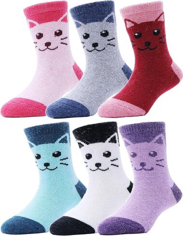 جوارب صوف للأطفال من EBMORE للأولاد الصغار والبنات للشتاء الدافئ والمشي لمسافات طويلة، حذاء حراري سميك ومريح، جوارب طاقم ثقيلة 6 أزواج in Kuwait