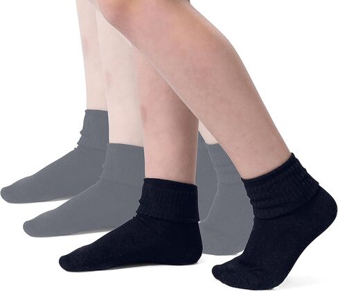 Silky Toes Girls Cuff Bamboo Seamless Socks, 3 or 6 Pk Dress Crew School Uniform Socks in Kuwait