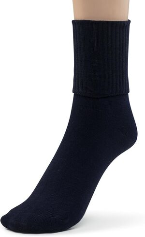 Silky Toes Girls Cuff Bamboo Seamless Socks, 3 or 6 Pk Dress Crew School Uniform Socks in Kuwait