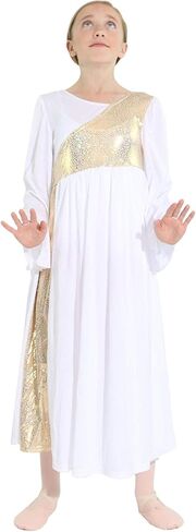 فستان رقص بأكمام جرس غير متماثلة للفتيات من Danzcue in Kuwait