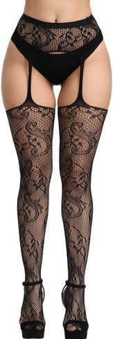 E-Laurels Garter Stockings For Women Thigh High Fishnet Stockings Suspender Pantyhose in Kuwait