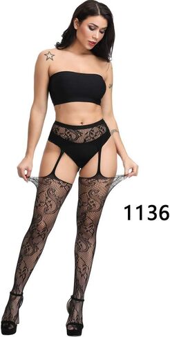 E-Laurels Garter Stockings For Women Thigh High Fishnet Stockings Suspender Pantyhose in Kuwait