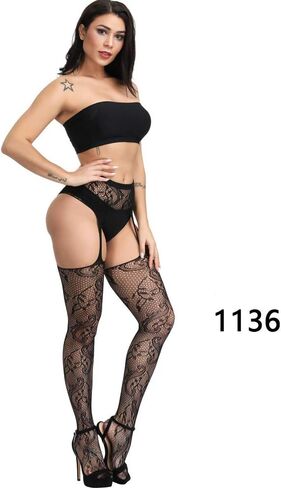 E-Laurels Garter Stockings For Women Thigh High Fishnet Stockings Suspender Pantyhose in Kuwait