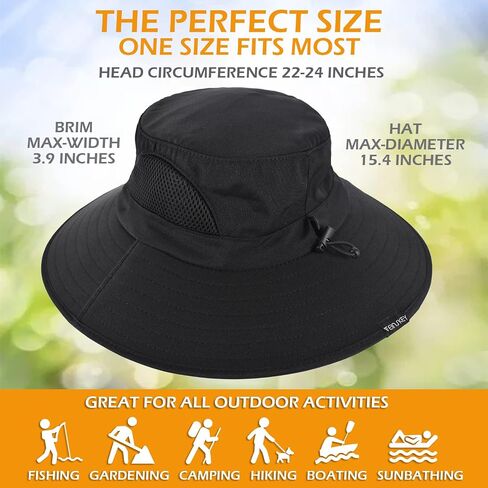 Wide Brim Sun Bucket Hat, Waterproof Boonie Hat for Men & Women | UPF 50+ UV Protection, Adjustable Fit, Chin Strap & Sweatband, Foldable Durable for Fishing Hiking Garden Beach in Kuwait