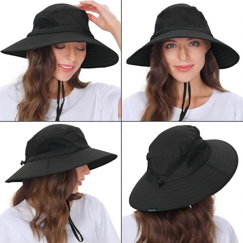 Wide Brim Sun Bucket Hat, Waterproof Boonie Hat for Men & Women | UPF 50+ UV Protection, Adjustable Fit, Chin Strap & Sweatband, Foldable Durable for Fishing Hiking Garden Beach in Kuwait