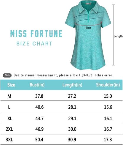 MISS FORTUNE Womens Golf Polo Shirts Quick Dry Athletic Workout Ruuning Yoga Tops in Kuwait