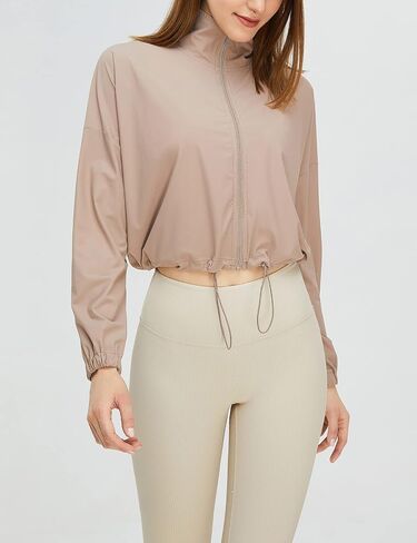 Gihuo Women's UPF 50+ Sun Protection Jackets Athletic Long Sleeve Cropped Jacket Yoga Quick Dry Workout Shirt Tops in Saudi Arabia