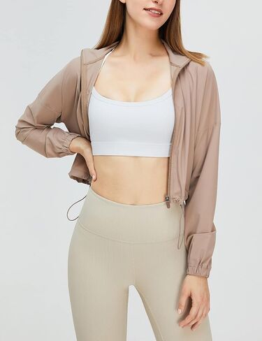 Gihuo Women's UPF 50+ Sun Protection Jackets Athletic Long Sleeve Cropped Jacket Yoga Quick Dry Workout Shirt Tops in Saudi Arabia