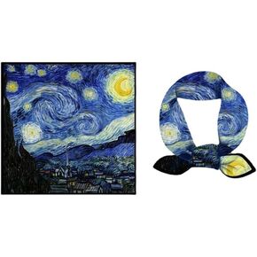Women's Van Gogh Oil Painting Square Scarf Fashion Literary Imitation Silk HairBand