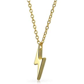 Amnoz 14K Yellow Gold Plated Lightning Bolt Pendent Necklaces in Saudi Arabia