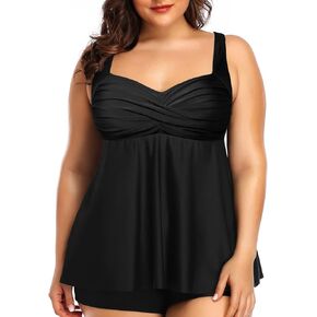 Aqua Eve Plus Tankini Tops for Women Only Swimwear Top Bathing Suits Flowy Swimsuit Top