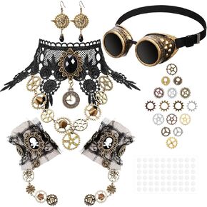60 جهاز كمبيوتر شخصي القوطية خمر Steampunk مجموعة خمر Steampunk نظارات نظارات والعتاد المختنق قلادة Steampunk سوار معصمه اليدوية الرجعية القرط DIY Steampunk القوطية العين صائق للنساء فتاة هالوين in Kuwait