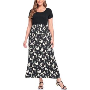 Lacavocor Womens Short Sleeve Maxi Dresses Empire Waist Long Dress