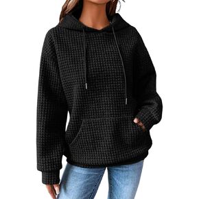 SELINK Hoodies For Women Casual Pullover Waffle Long Sleeve Drawstring Hooded Sweatshirt with Pocket