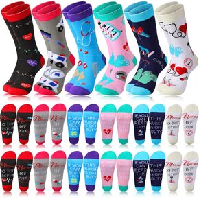 جيور 18 زوجًا من جوارب الممرضة للنساء، جوارب طاقم مبتكرة إذا كنت تستطيع القراءة This Nurse Is off Duty جوارب مرحة مبتكرة للتمريض والكريسماس، جوارب للجنسين للممرضات في أعياد الميلاد والكريسماس، طازجة in Kuwait