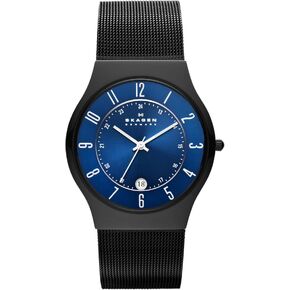 Skagen Men's Sundby Three-Hand Date Midnight Black Titanium Mesh Band Watch (Model: T233XLTMN)