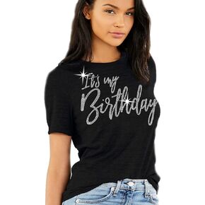 RhinestoneSash Birthday Shirts for Women - Crystal Rhinestone Birthday Squad Shirt - Womens It's My Birthday Tshirt in Saudi Arabia