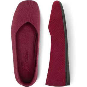 Bacia Women Flat Shoes Square Toe Knit Ballet Flat Comfort Dressy Flat Shoes