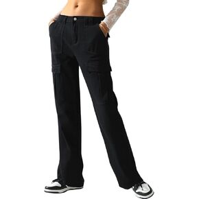 بنطال جينز DOUBLJU نسائي عالي الخصر وواسع الساق من قماش الدنيم in Kuwait