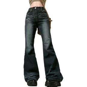 ICNGLKSND Womens Girls High Waisted Baggy Jeans Straight Wide Leg Denim Pants Y2K Trousers Streetwear with Big Pockets