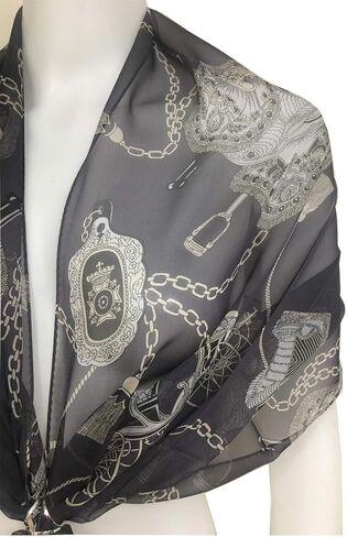 MARUYAMA #SS53188041 Harness, Silk Long Scarf, Beautifully Designed Stole, made of Silk Shiffon, Gift Cased in Kuwait