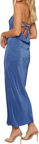 Biayxms Sexy Women Casual Tube Long Dress Strapless Off Shoulder Hollow Out Skinny Maxi Dresses Party Beach Sundress in Kuwait