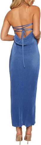 Biayxms Sexy Women Casual Tube Long Dress Strapless Off Shoulder Hollow Out Skinny Maxi Dresses Party Beach Sundress in Kuwait