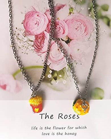 YINLIN كارتون 2/قطعة مجوهرات همبرغر وبطاطس مقلية BFF in Kuwait